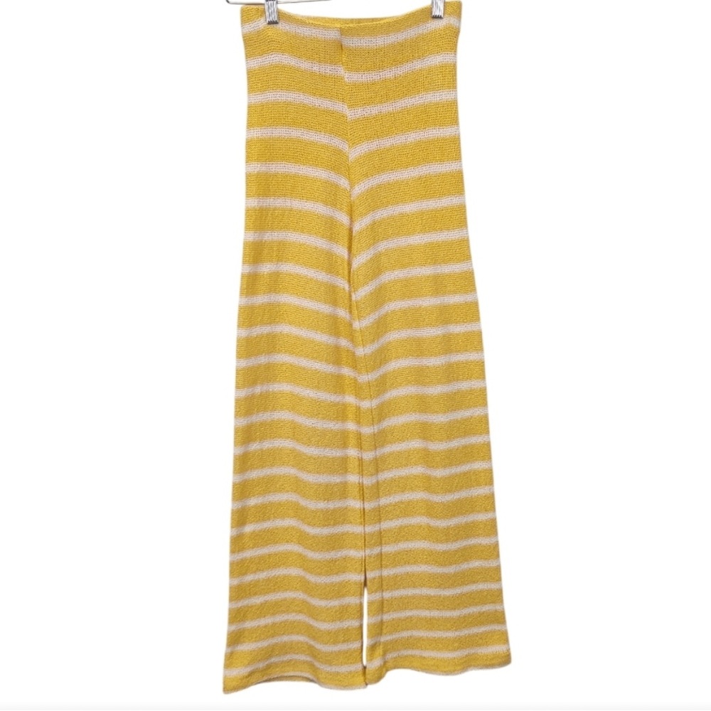 Zara Yellow and White Striped Wide-Leg Pants